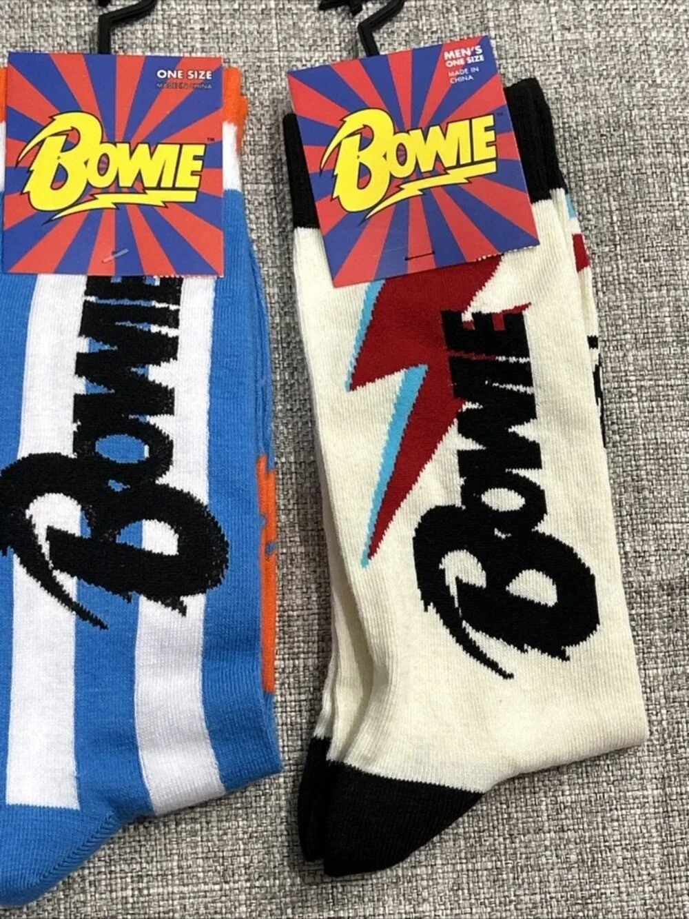 Lot of 3 Novelty Crew Socks Pop Culture Elvis Presley, Rock N Roll, David Bowie